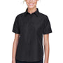Harriton Womens Key West Performance Short Sleeve Button Down Shirt w/ Double Pockets - Black