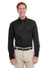 Harriton M581 Mens Foundation Stain Resistant Long Sleeve Button Down Shirt w/ Pocket Black Front