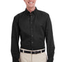 Harriton Mens Foundation Stain Resistant Long Sleeve Button Down Shirt w/ Pocket - Black - Closeout