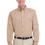 Harriton Mens Foundation Stain Resistant Long Sleeve Button Down Shirt w/ Pocket - Khaki - Closeout