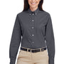 Harriton Womens Foundation Stain Resistant Long Sleeve Button Down Shirt - Dark Charcoal Grey - Closeout