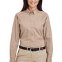 Harriton Womens Foundation Stain Resistant Long Sleeve Button Down Shirt - Khaki - Closeout