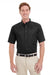 Harriton M582 Mens Foundation Stain Resistant Short Sleeve Button Down Shirt w/ Pocket Black Front