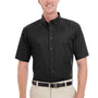 Harriton Mens Foundation Stain Resistant Short Sleeve Button Down Shirt w/ Pocket - Black - Closeout