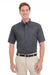 Harriton M582 Mens Foundation Stain Resistant Short Sleeve Button Down Shirt w/ Pocket Charcoal Grey Front