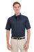 Harriton M582 Mens Foundation Stain Resistant Short Sleeve Button Down Shirt w/ Pocket Navy Blue Front