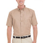 Harriton Mens Foundation Stain Resistant Short Sleeve Button Down Shirt w/ Pocket - Khaki - Closeout