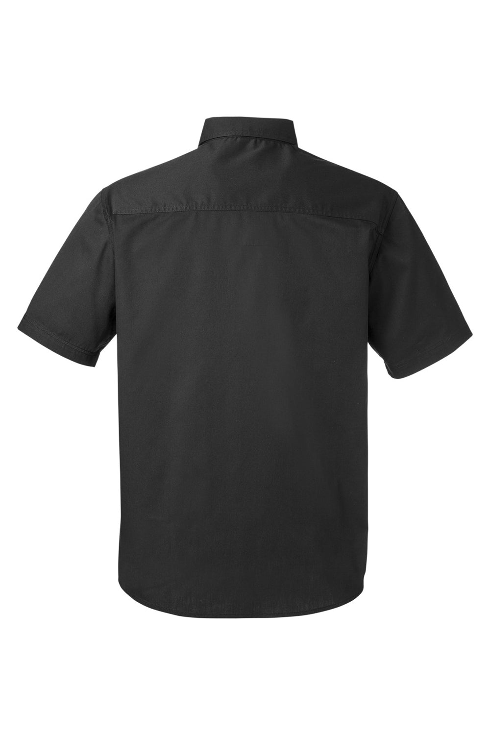 Harriton M585 Mens Advantage Short Sleeve Button Down Shirt w/ Double Pockets Black Flat Back