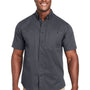 Harriton Mens Advantage Wrinkle Resistant Short Sleeve Button Down Shirt w/ Double Pockets - Dark Charcoal Grey