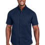 Harriton Mens Advantage Wrinkle Resistant Short Sleeve Button Down Shirt w/ Double Pockets - Dark Navy Blue