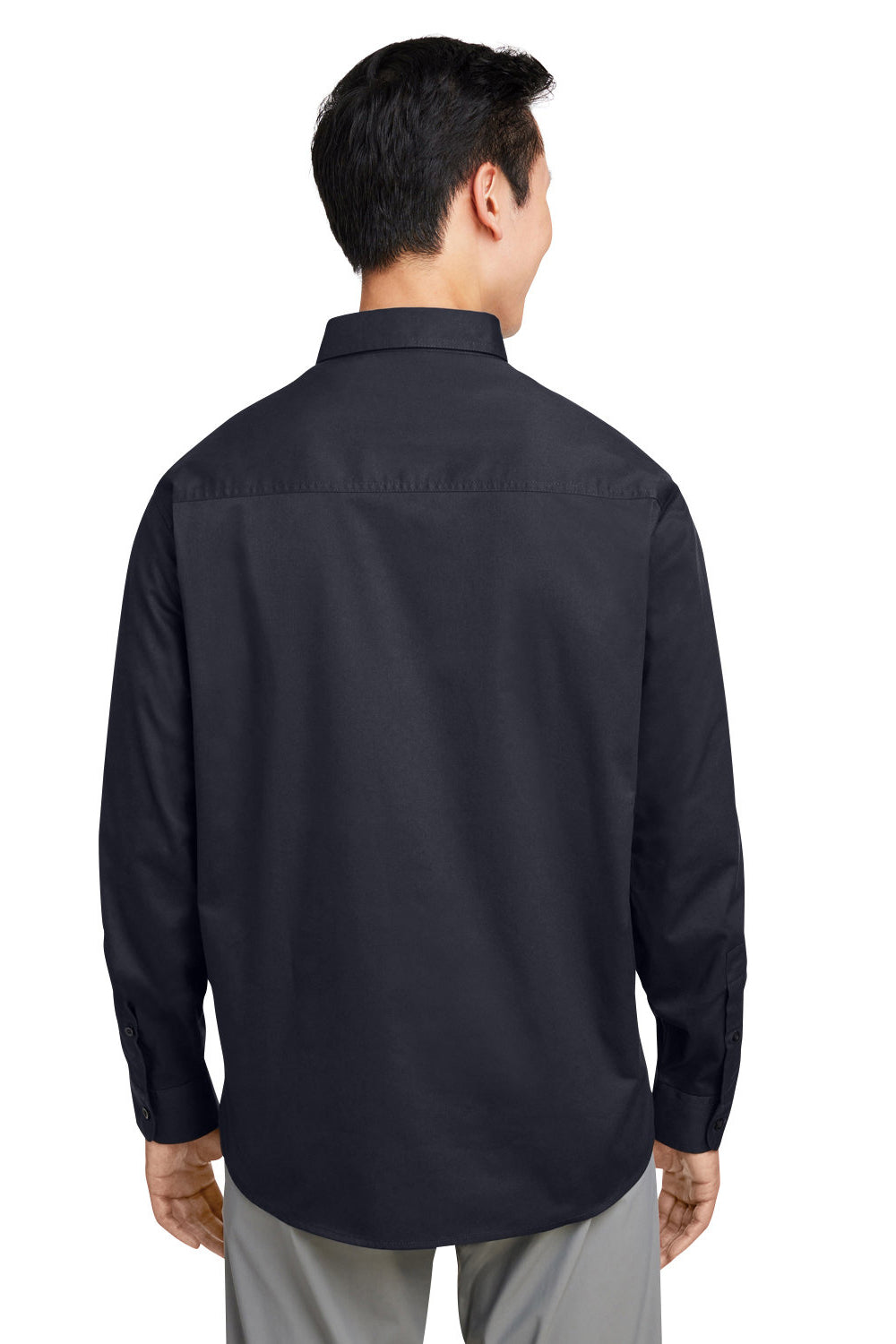 Harriton M585L Mens Advantage Long Sleeve Button Down Shirt w/ Double Pockets Black Back