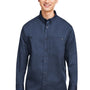 Harriton Mens Advantage Wrinkle Resistant Long Sleeve Button Down Shirt w/ Double Pockets - Dark Navy Blue