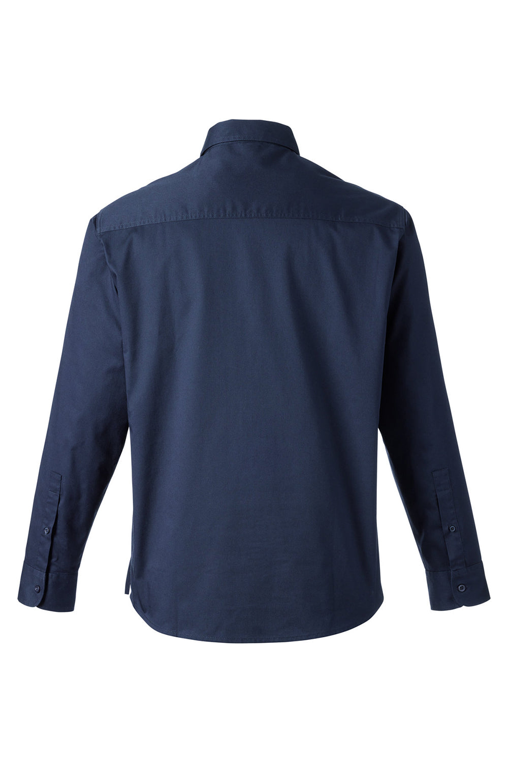 Harriton M585L Mens Advantage Long Sleeve Button Down Shirt w/ Double Pockets Dark Navy Blue Flat Back