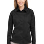 Harriton Womens Advantage Wrinkle Resistant Long Sleeve Button Down Shirt w/ Double Pockets - Black