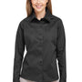 Harriton Womens Advantage Wrinkle Resistant Long Sleeve Button Down Shirt w/ Double Pockets - Dark Charcoal Grey
