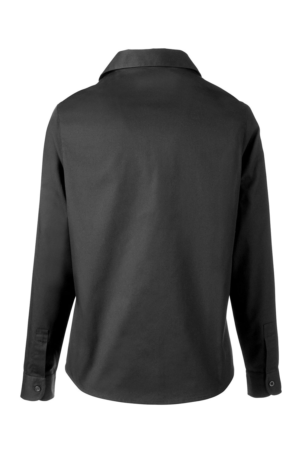 Harriton M585LW Womens Advantage Long Sleeve Button Down Shirt w/ Double Pockets Dark Charcoal Grey Flat Back