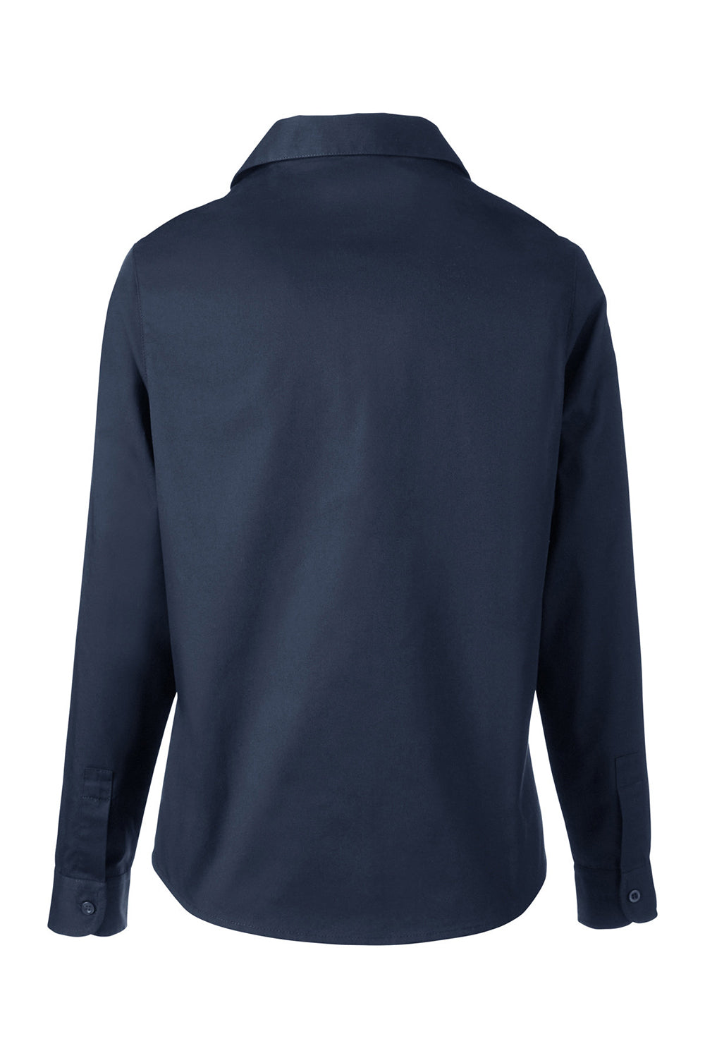 Harriton M585LW Womens Advantage Long Sleeve Button Down Shirt w/ Double Pockets Dark Navy Blue Flat Back