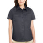 Harriton Womens Advantage Wrinkle Resistant Short Sleeve Button Down Shirt w/ Double Pockets - Dark Charcoal Grey - NEW