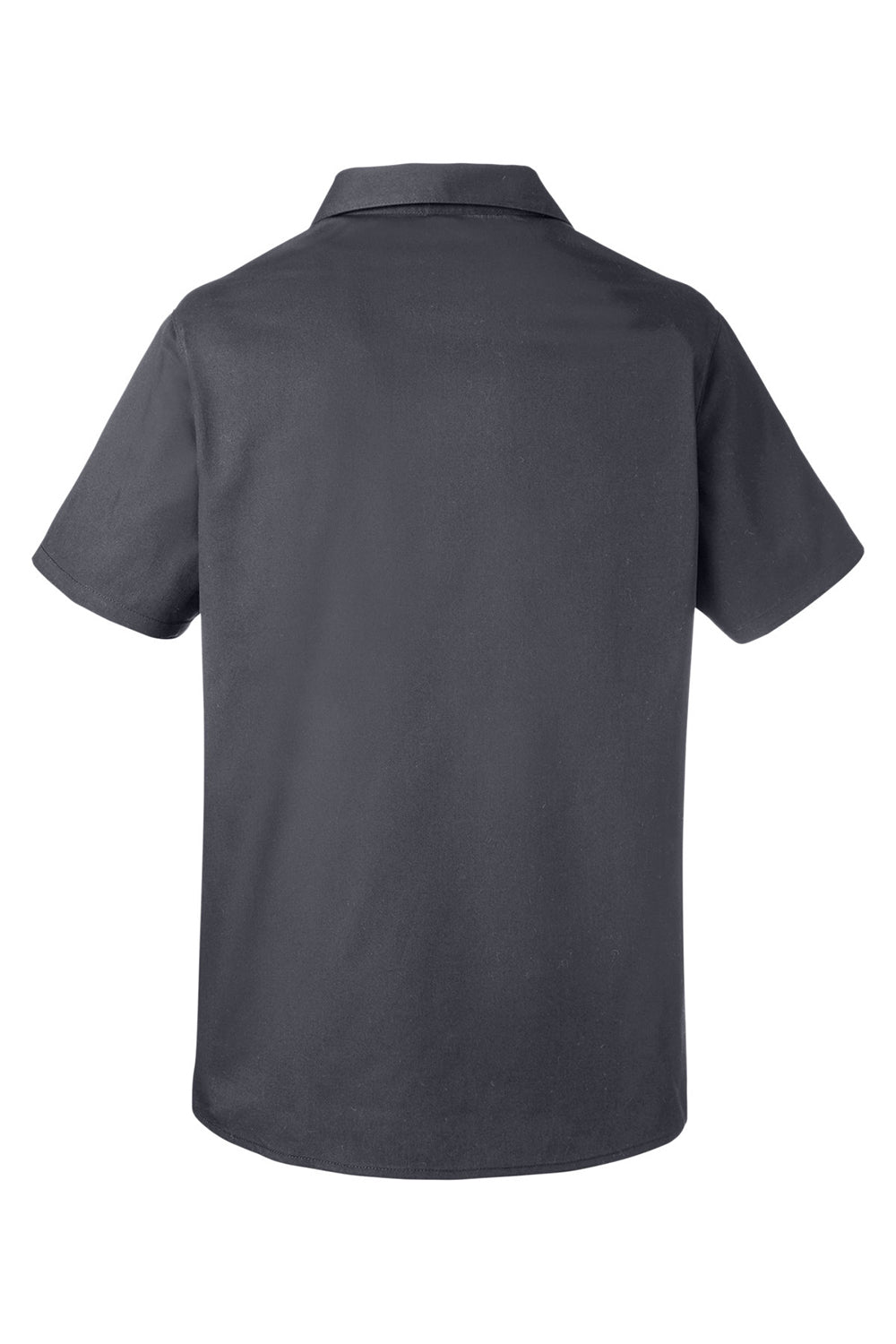 Harriton M585W Womens Advantage Short Sleeve Button Down Shirt w/ Double Pockets Dark Charcoal Grey Flat Back
