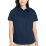 Harriton Womens Advantage Wrinkle Resistant Short Sleeve Button Down Shirt w/ Double Pockets - Dark Navy Blue