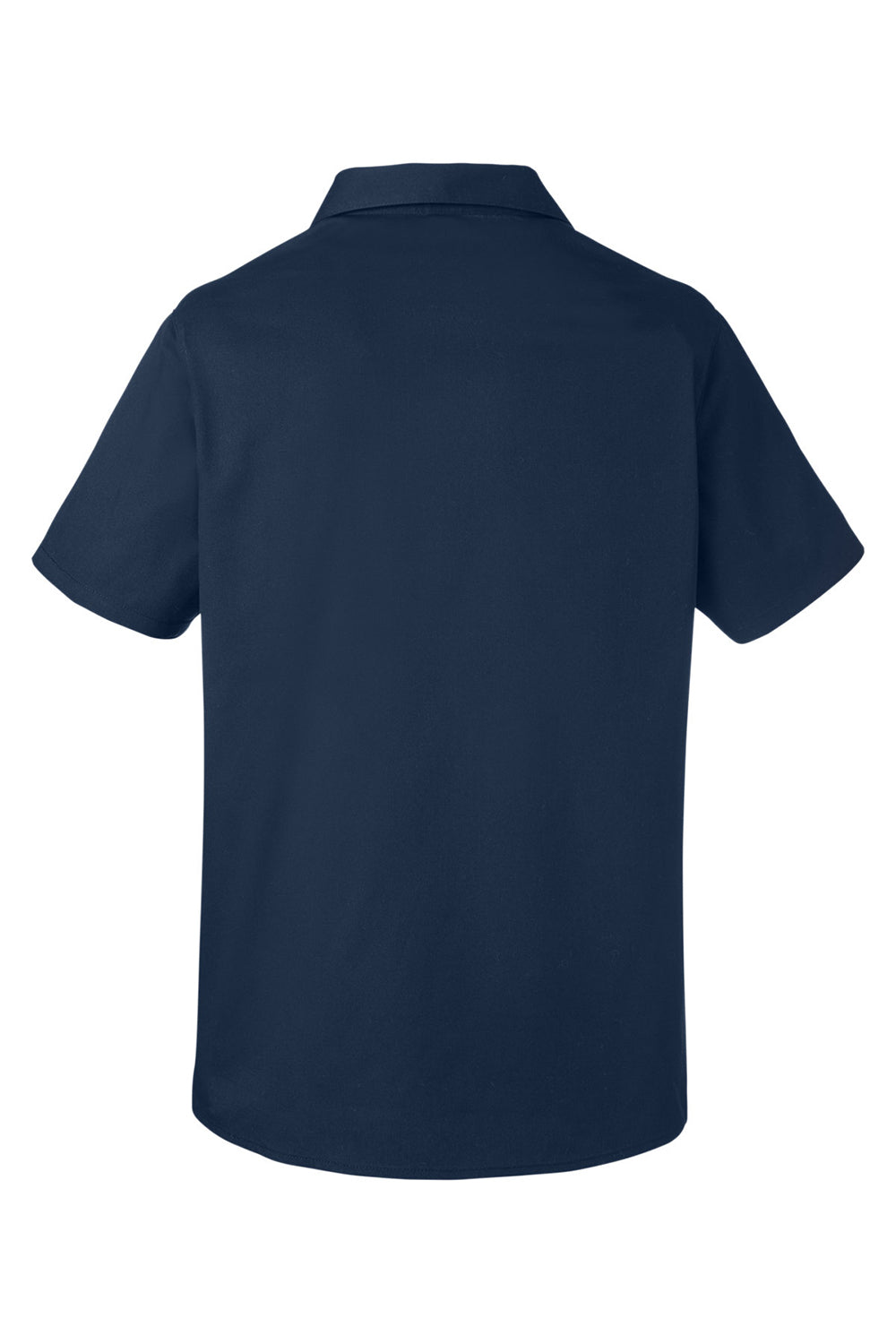Harriton M585W Womens Advantage Short Sleeve Button Down Shirt w/ Double Pockets Dark Navy Blue Flat Back