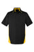 Harriton M586/M586T Mens Flash Colorblock Short Sleeve Button Down Shirt w/ Pocket Black/Sunray Yellow Flat Front