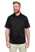 Harriton M586/M586T Mens Flash Colorblock Short Sleeve Button Down Shirt w/ Pocket Black/Dark Charcoal Grey Front