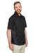 Harriton M586/M586T Mens Flash Colorblock Short Sleeve Button Down Shirt w/ Pocket Black/Dark Charcoal Grey 3Q