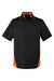 Harriton M586/M586T Mens Flash Colorblock Short Sleeve Button Down Shirt w/ Pocket Black/Team Orange Flat Front