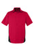 Harriton M586/M586T Mens Flash Colorblock Short Sleeve Button Down Shirt w/ Pocket Red/Black Flat Front