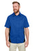 Harriton M586/M586T Mens Flash Colorblock Short Sleeve Button Down Shirt w/ Pocket True Royal Blue/Black Front