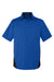 Harriton M586/M586T Mens Flash Colorblock Short Sleeve Button Down Shirt w/ Pocket True Royal Blue/Black Flat Front