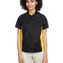 Harriton Womens Flash Colorblock Wrinkle Resistant Short Sleeve Button Down Shirt - Black/Sunray Yellow - NEW