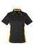 Harriton M586W Womens Flash Colorblock Short Sleeve Button Down Shirt Black/Sunray Yellow Flat Front