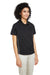 Harriton M586W Womens Flash Colorblock Short Sleeve Button Down Shirt Black/Dark Charcoal Grey 3Q