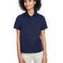 Harriton Womens Flash Colorblock Wrinkle Resistant Short Sleeve Button Down Shirt - Dark Navy Blue/Dark Charcoal Grey
