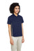 Harriton M586W Womens Flash Colorblock Short Sleeve Button Down Shirt Dark Navy Blue/Dark Charcoal Grey 3Q