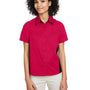 Harriton Womens Flash Colorblock Wrinkle Resistant Short Sleeve Button Down Shirt - Red/Black