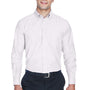 Harriton Mens Oxford Wrinkle Resistant Long Sleeve Button Down Shirt w/ Pocket - White