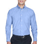 Harriton Mens Oxford Wrinkle Resistant Long Sleeve Button Down Shirt w/ Pocket - Light Blue