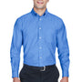 Harriton Mens Oxford Wrinkle Resistant Long Sleeve Button Down Shirt w/ Pocket - French Blue