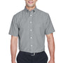 Harriton Mens Oxford Wrinkle Resistant Short Sleeve Button Down Shirt w/ Pocket - Oxford Grey