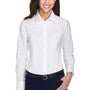 Harriton Womens Oxford Wrinkle Resistant Long Sleeve Button Down Shirt - White