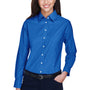 Harriton Womens Oxford Wrinkle Resistant Long Sleeve Button Down Shirt - French Blue