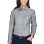 Harriton Womens Oxford Wrinkle Resistant Long Sleeve Button Down Shirt - Oxford Grey