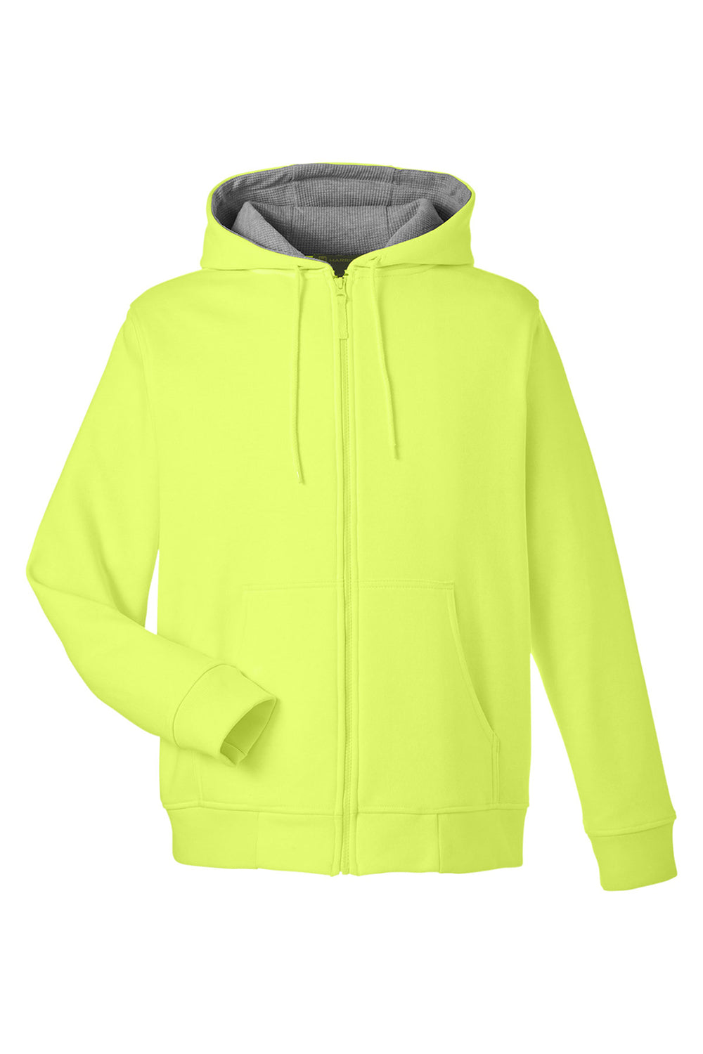 Harriton M711/M711T Mens Climabloc Full Zip Hooded Sweatshirt Hoodie Safety Yellow Flat Front