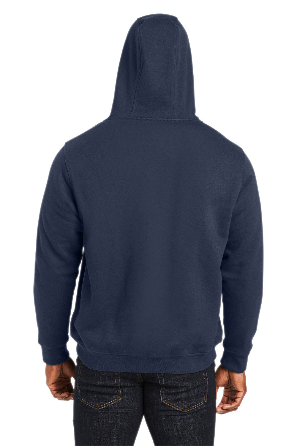 Harriton M711/M711T Mens Climabloc Full Zip Hooded Sweatshirt Hoodie Dark Navy Blue Back