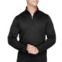 Harriton Mens Advantage Performance Moisture Wicking 1/4 Zip Sweatshirt - Black