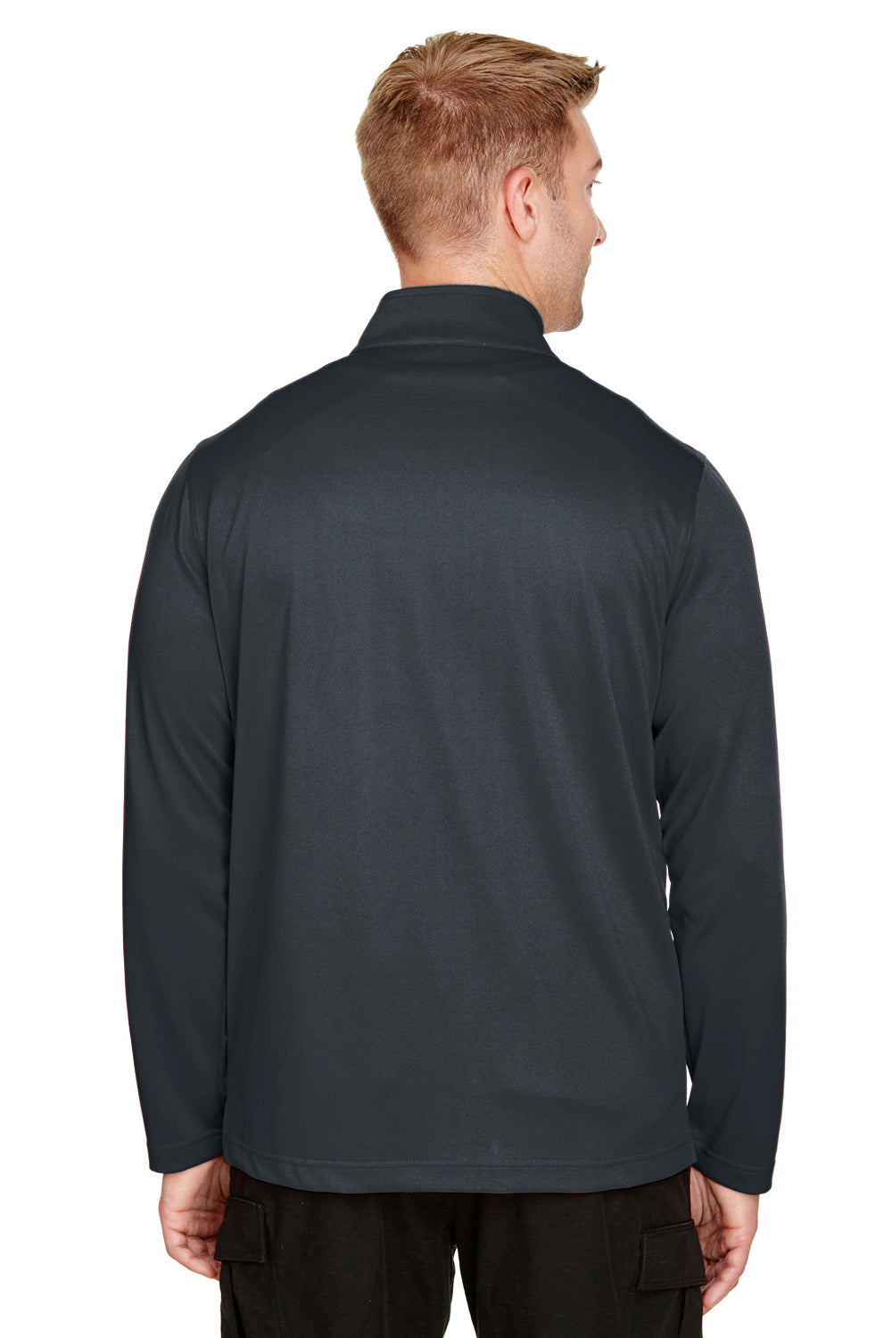 Harriton M748 Mens Advantage Performance Moisture Wicking 1/4 Zip Sweatshirt Charcoal Grey Back