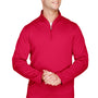 Harriton Mens Advantage Performance Moisture Wicking 1/4 Zip Sweatshirt - Red